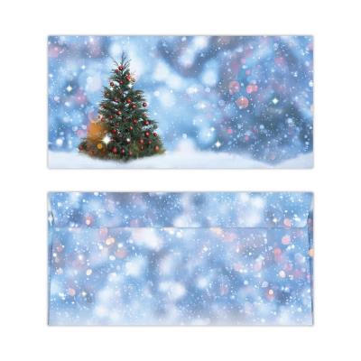 Obálka vánoční - modrá se stromečkem